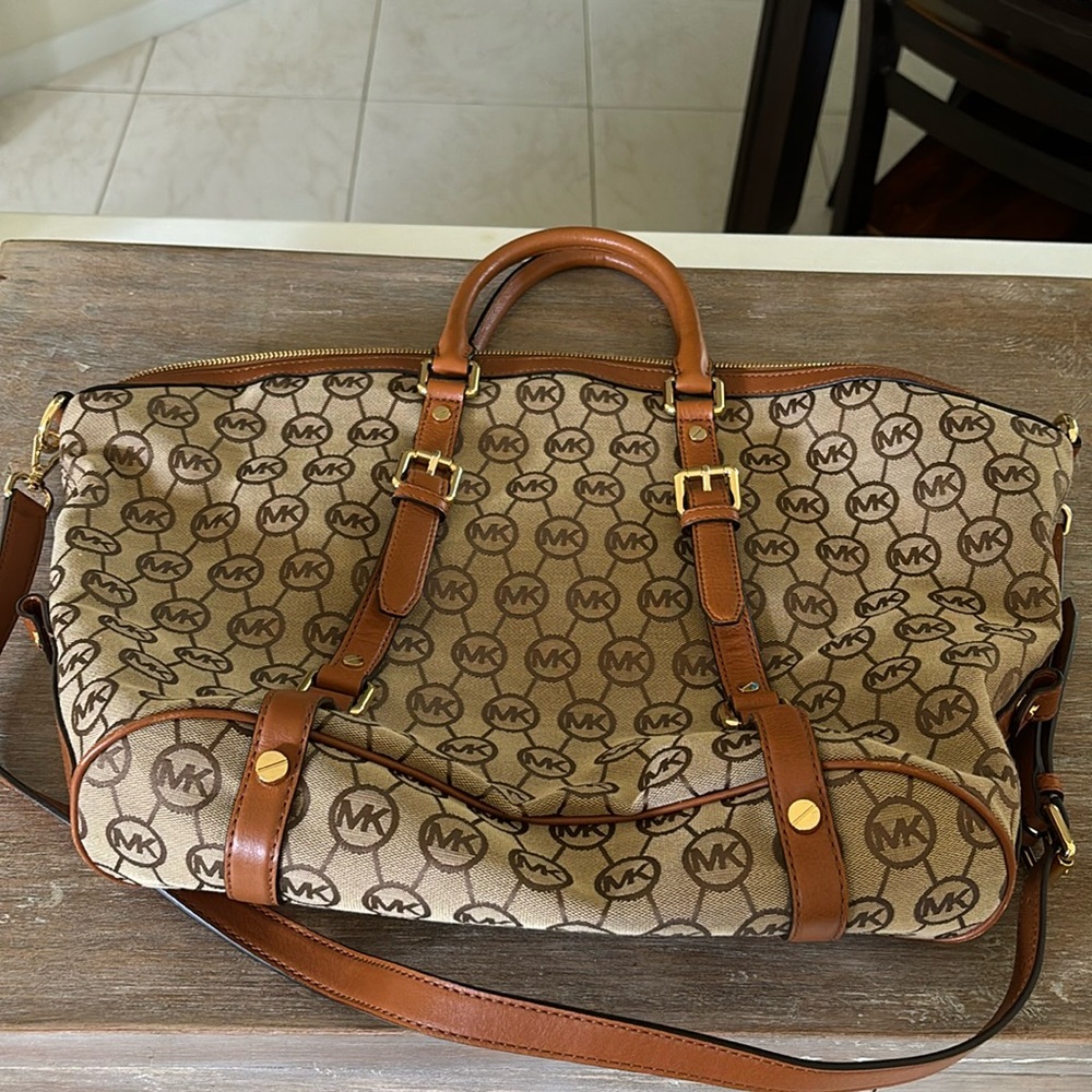 Vintage Michael Kors Ginger Signature Monogram Duffle Satchel Bag